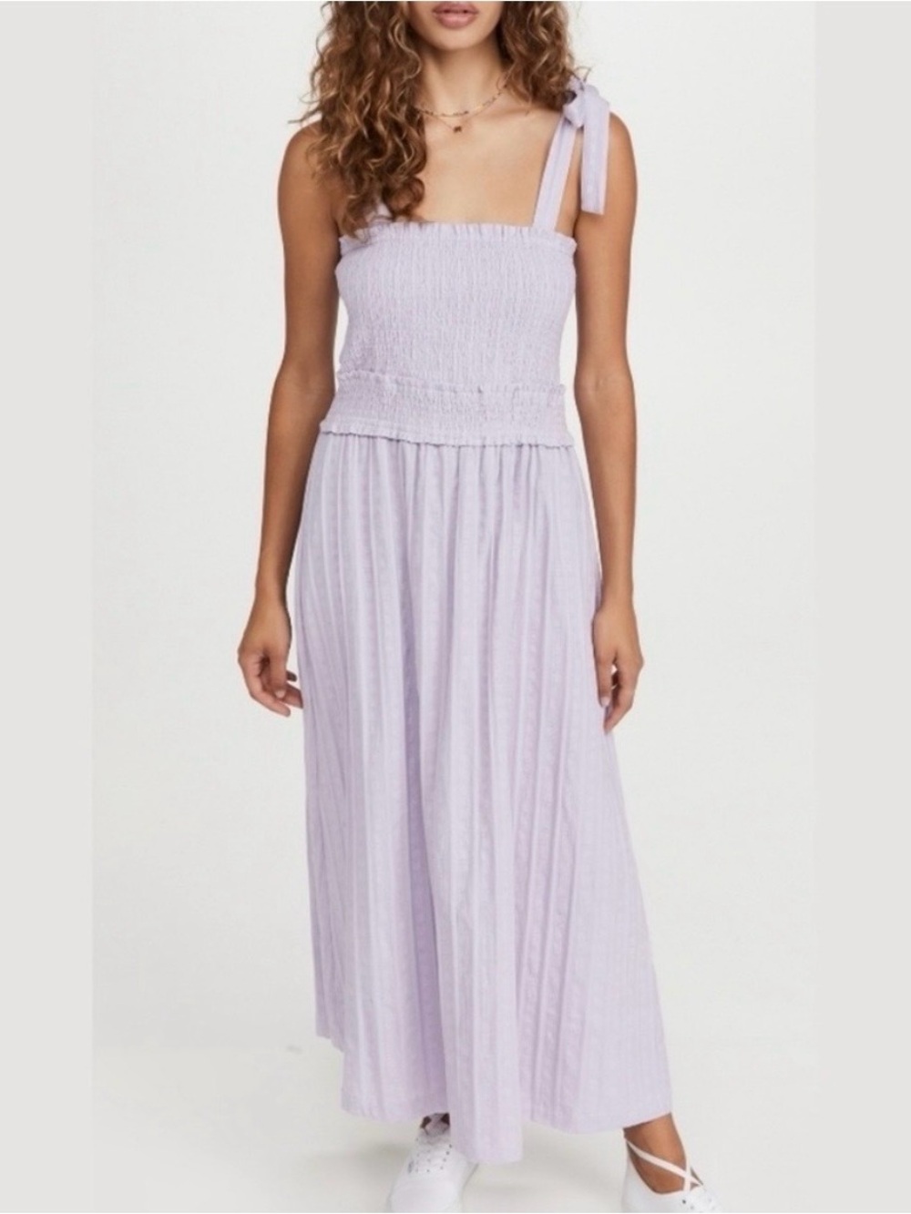 Lost + Wander Angel In Disguise Maxi Dress Lavender Purple Smocked Cotton M